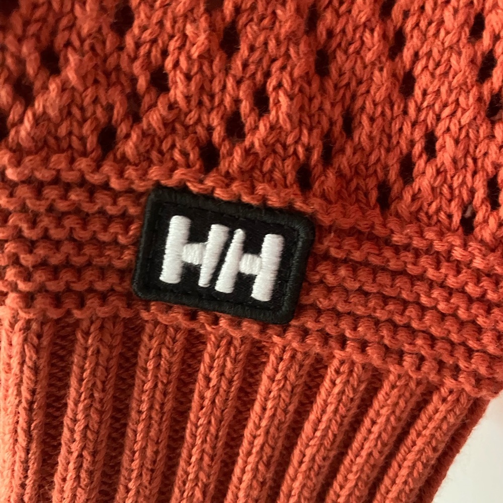 Helly Hansen Coral-Orange Open-Knit Crewneck Sweater - Picture 4 of 4